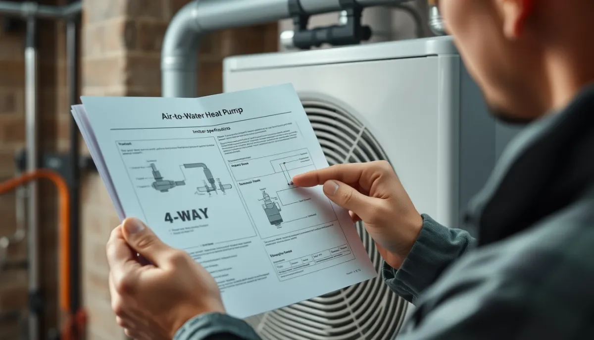Vérification de la fiche technique d'une PAC air/eau réversible avec vanne 4 voies
